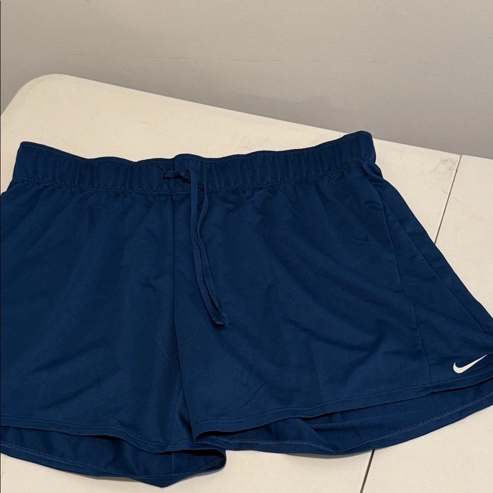 NWT Nike Pro Dri-Fit Women Sporty Navy Athletic Shorts Drawstring waistband M - Picture 10 of 10